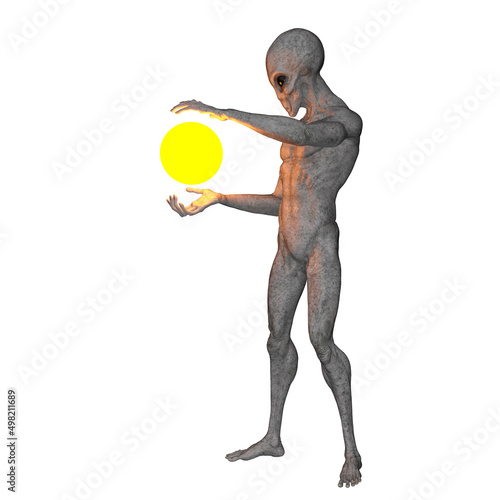 Alien with glow magic spher...