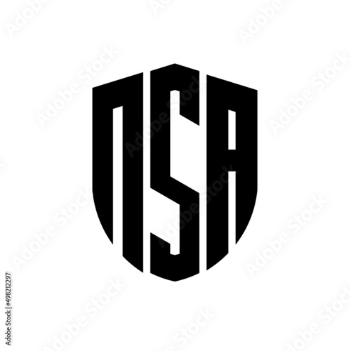 NSA letter logo design. NSA modern letter logo with black background. NSA creative  letter logo. simple and modern letter logo. vector logo modern alphabet font overlap style. Initial letters NSA  photo
