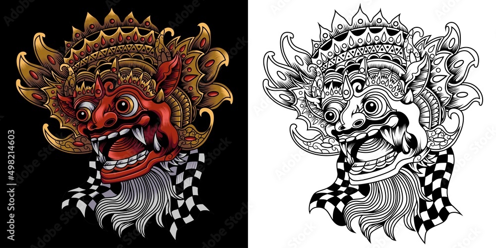 Fototapeta premium barong balinese mask vector illustration