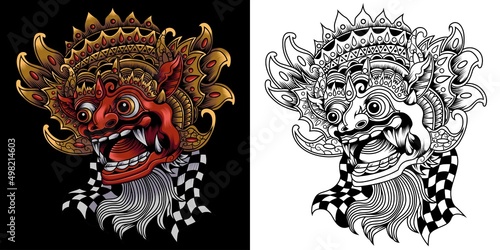 barong balinese mask vector illustration