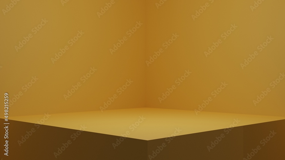 background empty box. 3D rendering for product showcase. 3D Empty stand product backdrop yellow background empty box. 3D rendering for product showcase. 3D Empty stand product backdrop yellow