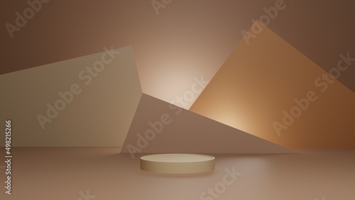 3d platform studio display scene. 3D rendering for product showcase. Abstract geometric shape with pastel color. stand to show cosmetic products.