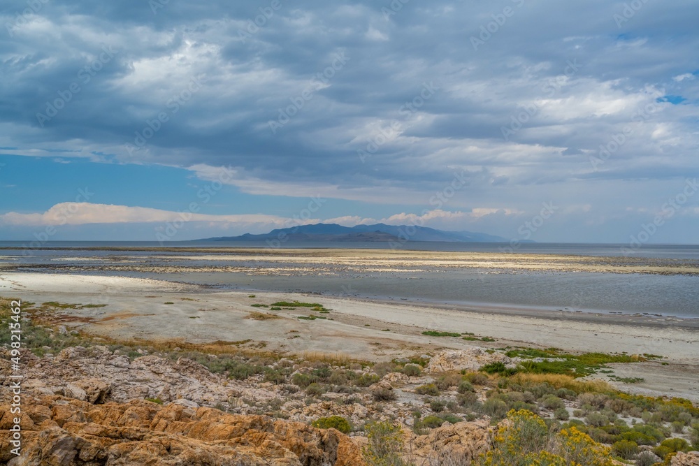 An overlooking view of nature in Antelope Island SP, Utah