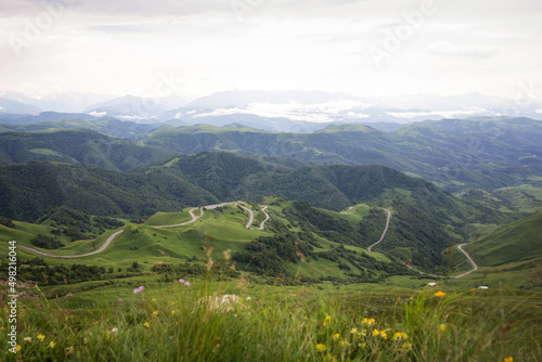 beautiful natural mountain landscape with serpentine road