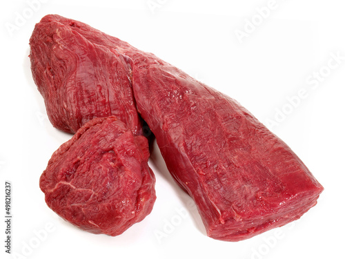 Raw Beef Fillet Steak on white Background - Isolated photo