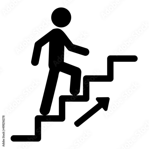 Climb Up  Stair Sign Flat Icon Isolated On White Background
