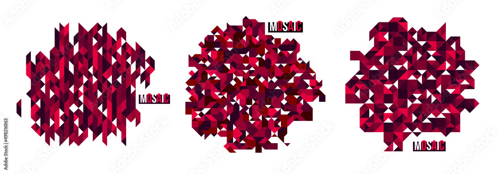 Abstract bright black and red mosaic vector backgrounds set, artistic design elements trendy modern style graphics, texture pattern beautiful digital art. Abstract bright black and red mosaic vector backgrounds set, artistic design elements trendy modern style graphics, texture pattern beautiful digital art.