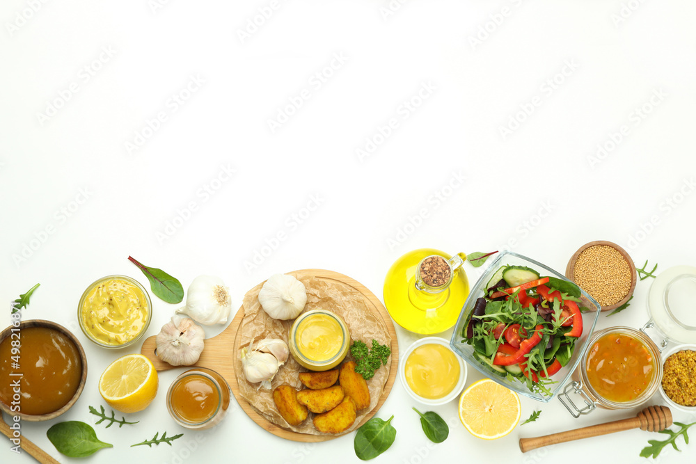 Concept of tasty food with sauce, space for text Concept of tasty food with sauce, space for text