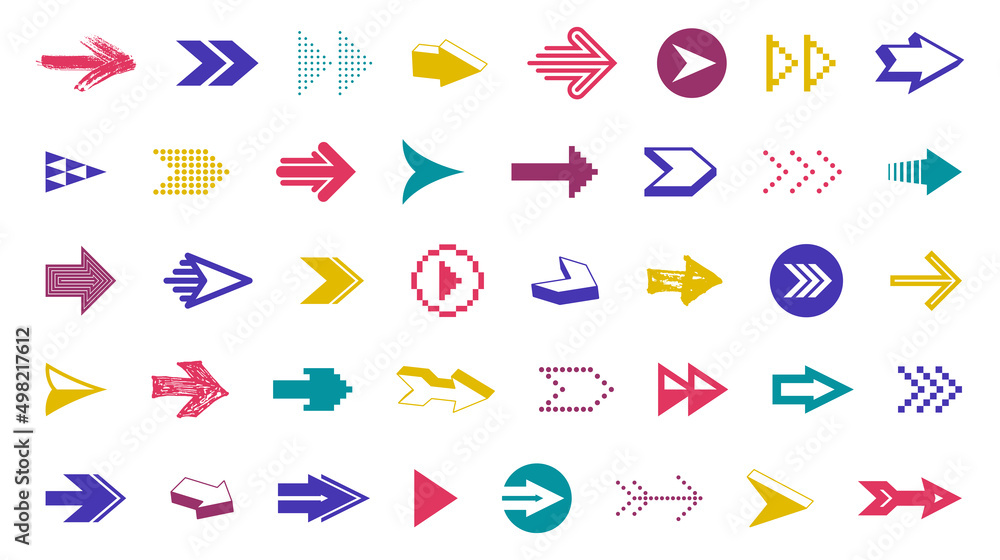 Arrows vector big set of different shapes styles and concepts, cursors for icons or logo creation, graphic design elements for web or print. Arrows vector big set of different shapes styles and concepts, cursors for icons or logo creation, graphic design elements for web or print.