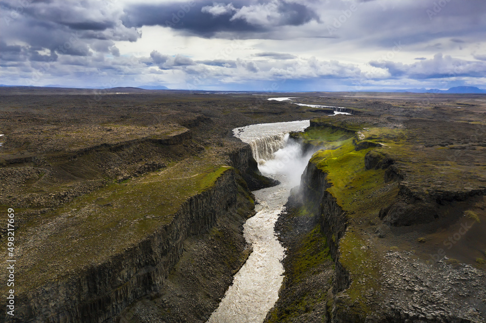 Aerial view of Dettifoss waterfall in Iceland Aerial view of Dettifoss waterfall in Iceland