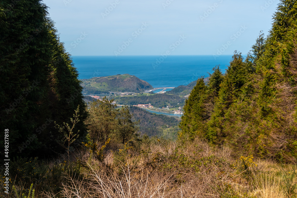 View of the Orio from Mount Andatza in the town of Usurbil, Gipuzkoa. Basque Country