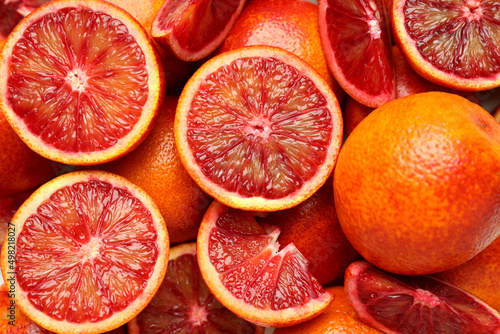 Concept of citrus with red orange, close up