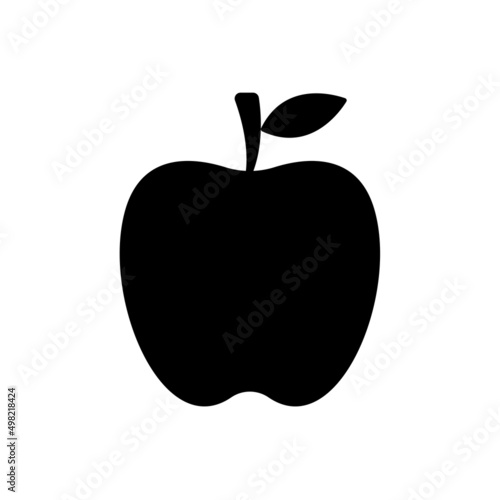 Apple Silhouette. Black and White Icon Design Element on Isolated White Background