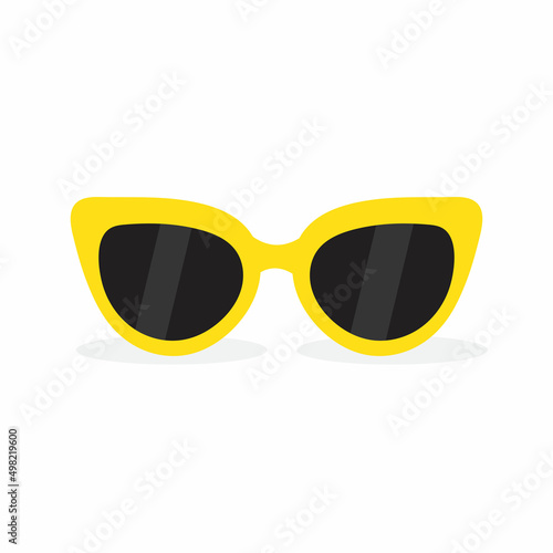 Vector yellow and black sunglasses isolated on white background, cartoon eyewear in a flat style