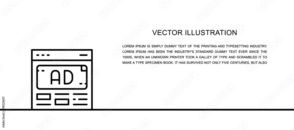 Vector ad, advertisement, media marketing one line icon. Continuous one line illustration.