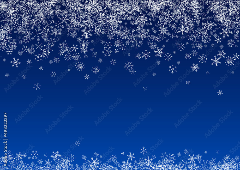 White Snow Vector Blue Background. magic