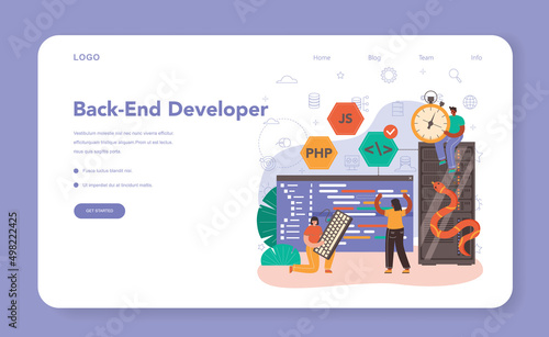 Back end development web banner or landing page. Software development