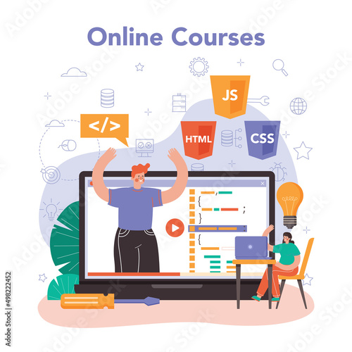 Front end developer online service or platform. Website interface