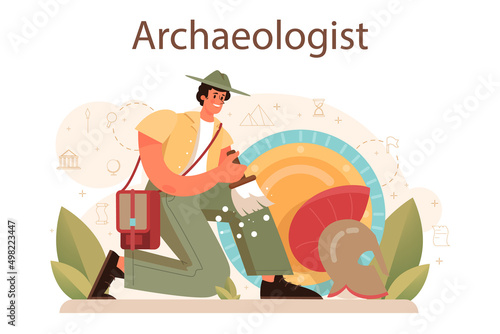 Archaeologist concept. Ancient history scientist or paleontologist