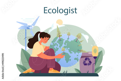 Ecologist. Scientist taking care of nature and study ecological environment