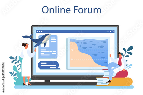 Oceanographer online service or platform. Oceanology scientist.