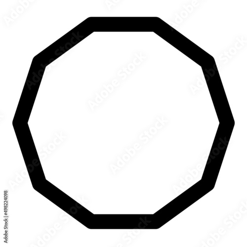 Decagon Shape Flat Icon Isolated On White Background