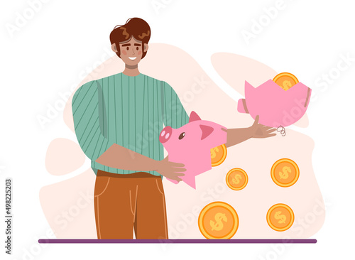 Budget contraction concept. Bankruptcy or financiall crisis with falling