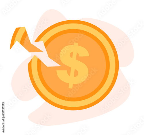Budget contraction concept. Bankruptcy or financiall crisis with falling