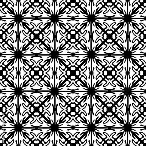 Abstract Seamless pattern. Memphis style background. Retro black and white texture.Ornamental seamless pattern. Seamless pattern with overlapping geometric shapes forming abstract ornament.abstract.