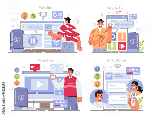 Internet of things development online service or platform set. Connection