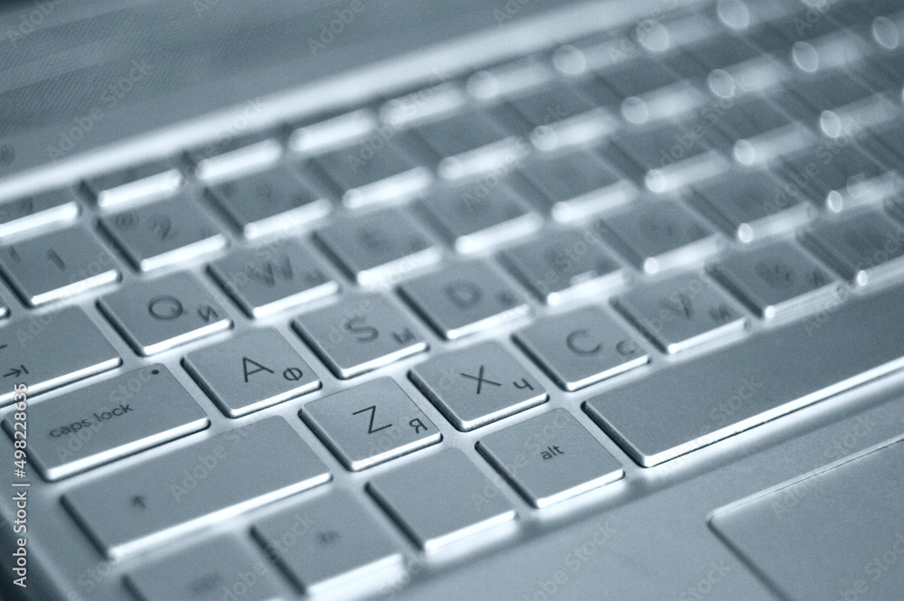remote work at a computer, laptop close-up, keyboard close-up remote work at a computer, laptop close-up, keyboard close-up