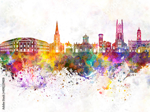 Photographie Derby skyline in watercolor background