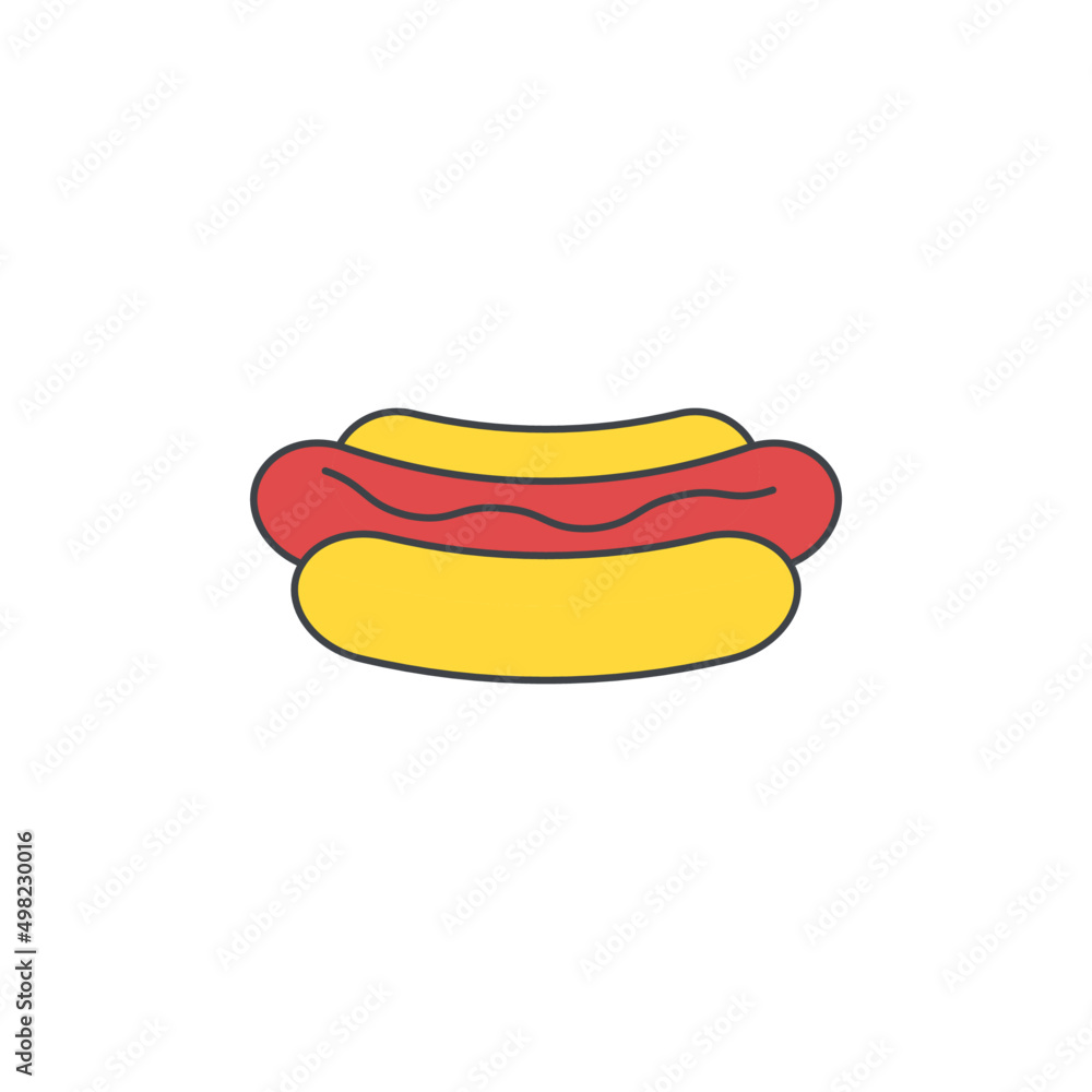 hotdog icon in color icon, isolated on white background hotdog icon in color icon, isolated on white background