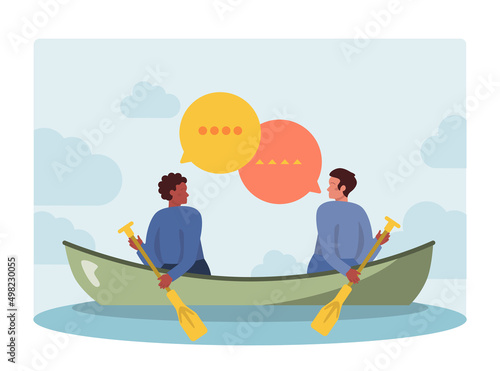Negotiation concept. Opposite opinions, directions, interests and points