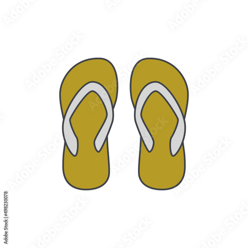 Beach flipflops footwear icon in color icon, isolated on white background 