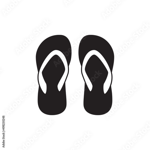 Beach flipflops footwear icon in black flat glyph, filled style isolated on white background