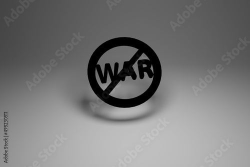 Stop War sign 3D render, grey background