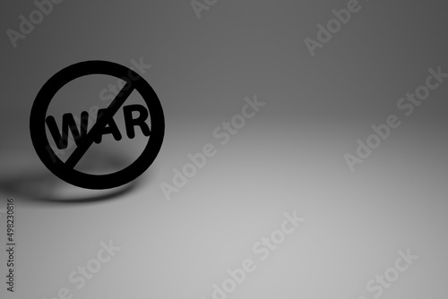 Stop War sign 3D render, grey background