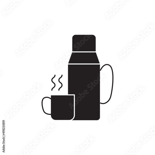 thermo flask camp icon in black flat glyph, filled style isolated on white background