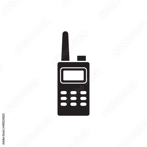 Communication handheld radio icon in black flat glyph, filled style isolated on white background