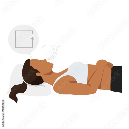 Woman doing Box Breath stretch exercise. Flat vector illustration isolated on white background