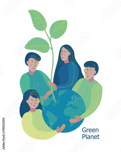 Vector illustration concept for save the planet, water and nature, green energy.