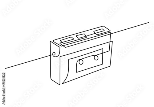 One continuous single line of walkman isolated on white background.