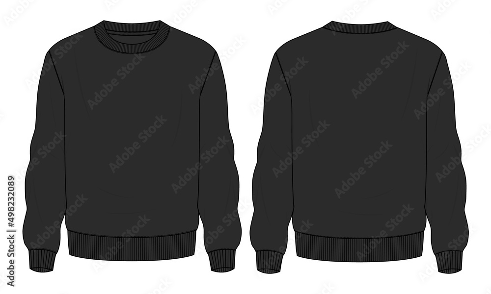 Long Sleeve Sweatshirt technical fashion flat sketch vector ...