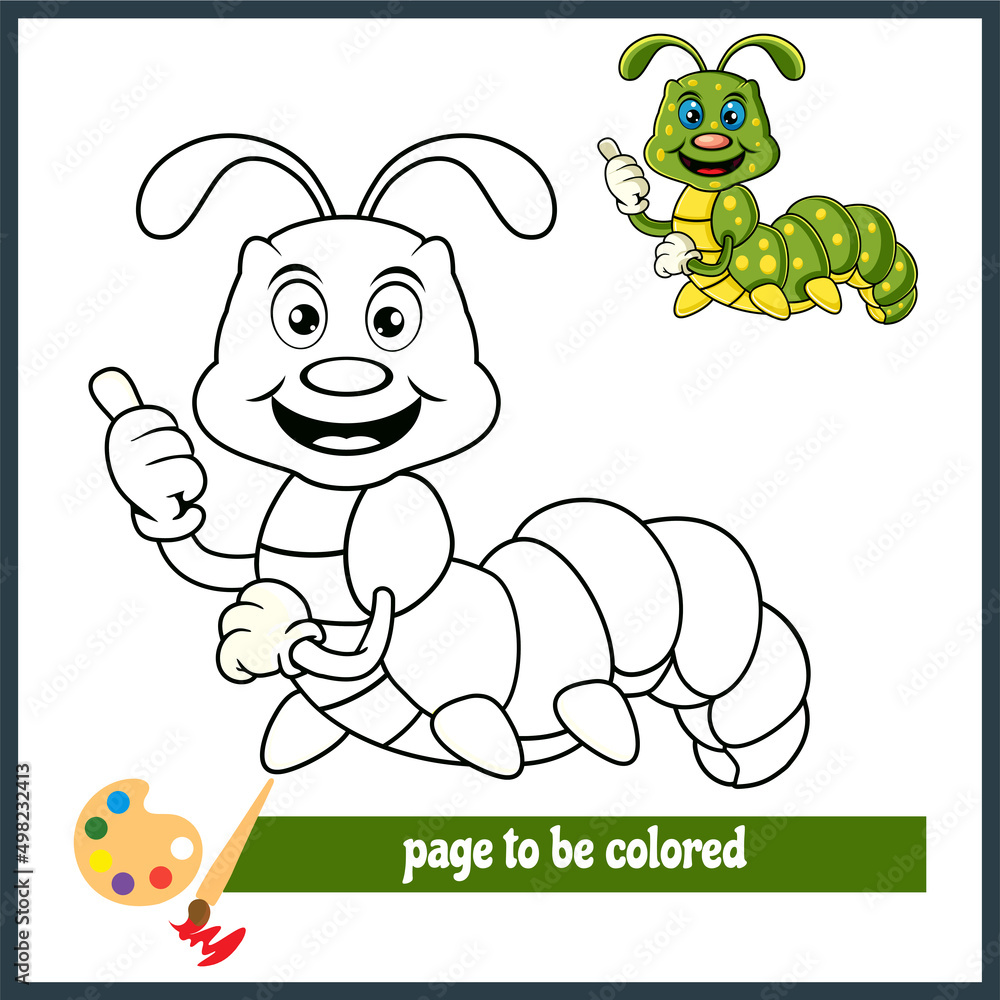 caterpillar vector coloring for kids Stock Vector | Adobe Stock