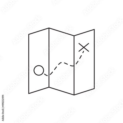 Hiking map, orienteering map icon line style icon, style isolated on white background