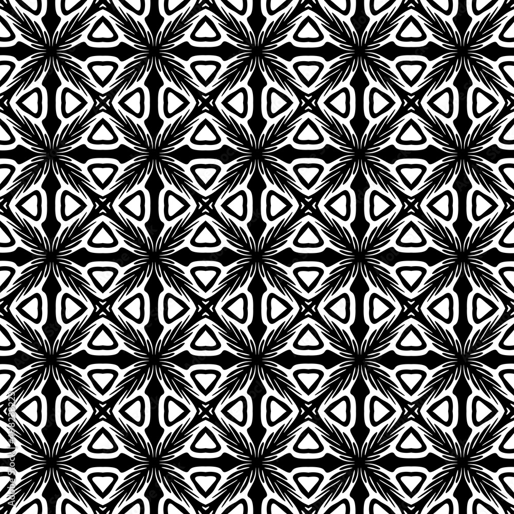 Abstract geometric seamless pattern. Black and white minimalist monochrome artwork with simple shapes.Black and White Flower of Life Sacred .Geometry Circle Pattern Abstract Background.Stylish Chaotic