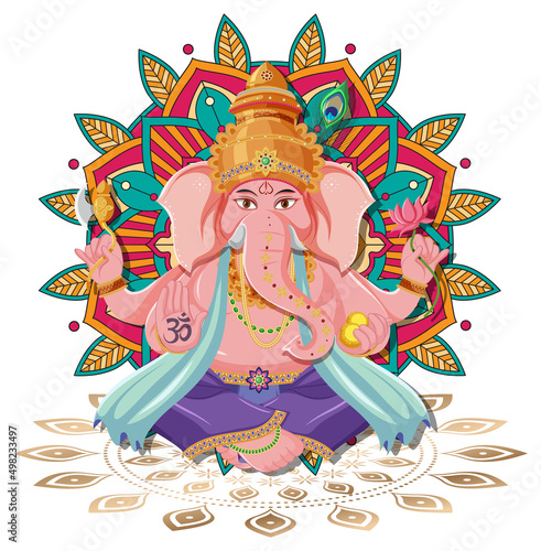 Ganesh Chaturthi cartoon on white background