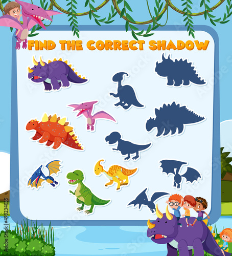 Find the correct shadow game template of dinosaur