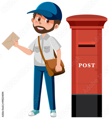 Postman with letter by the post
